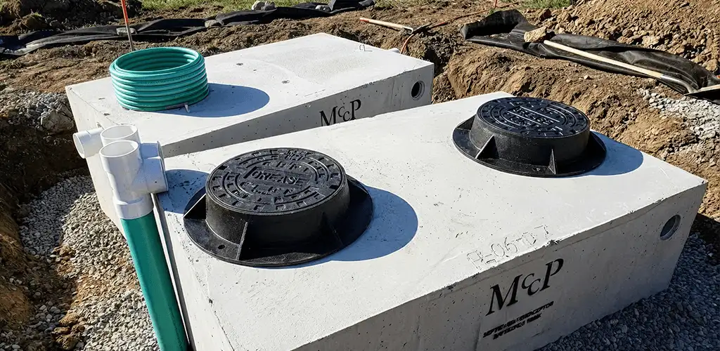 Grease trap installation unit set in place for drainage protection in Tulsa, OK
