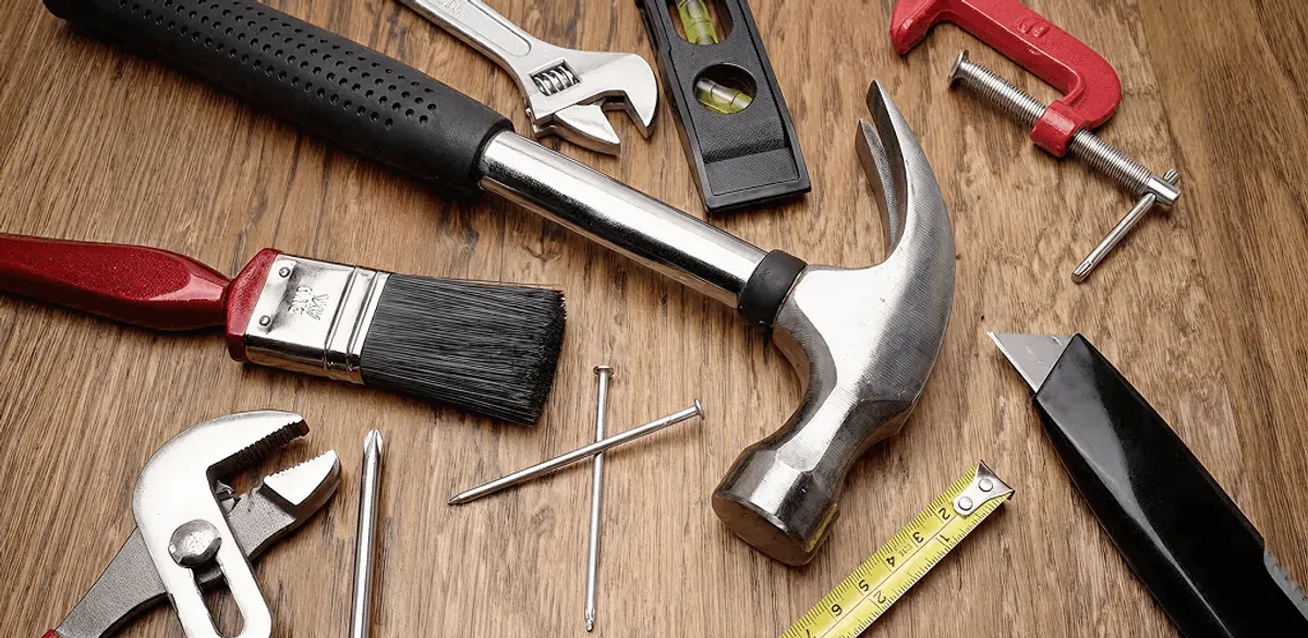 Handyman tools laid out for home repair and maintenance work in Tulsa, OK