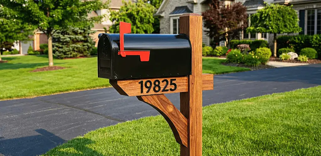 New mailbox installation with post and address number for a home in Tulsa, OK