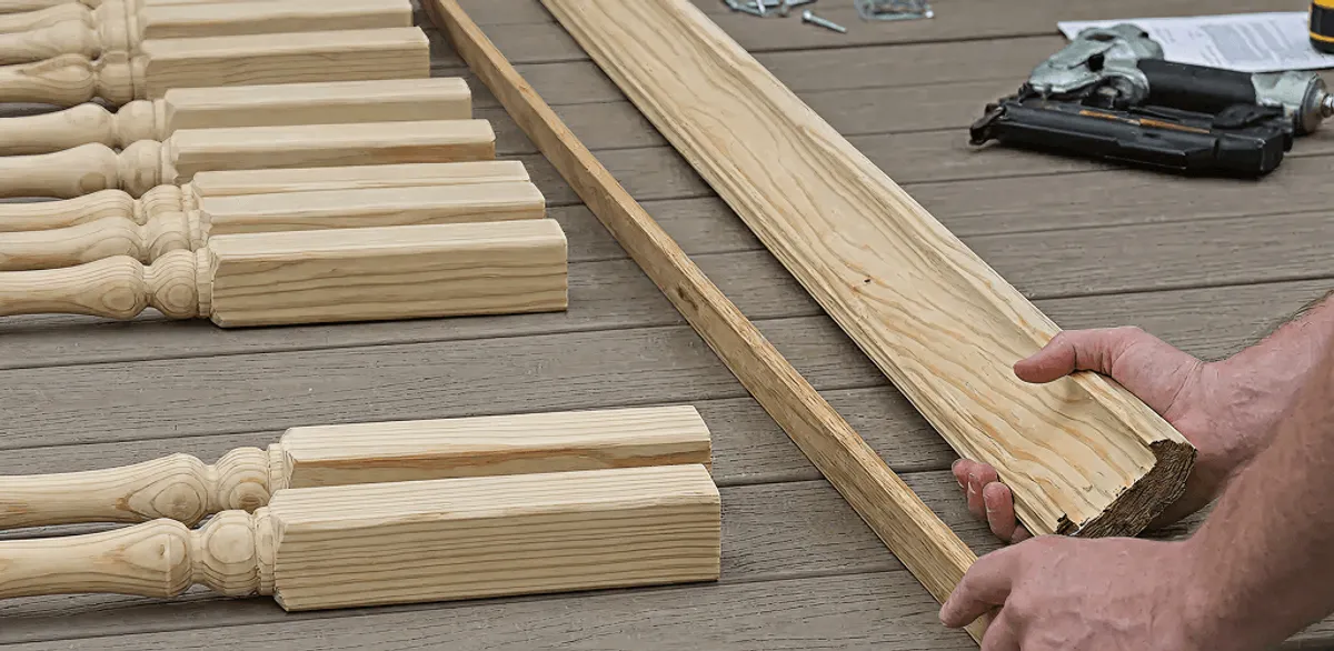 Handrail installation materials and wood components for stair rail work in Tulsa, OK