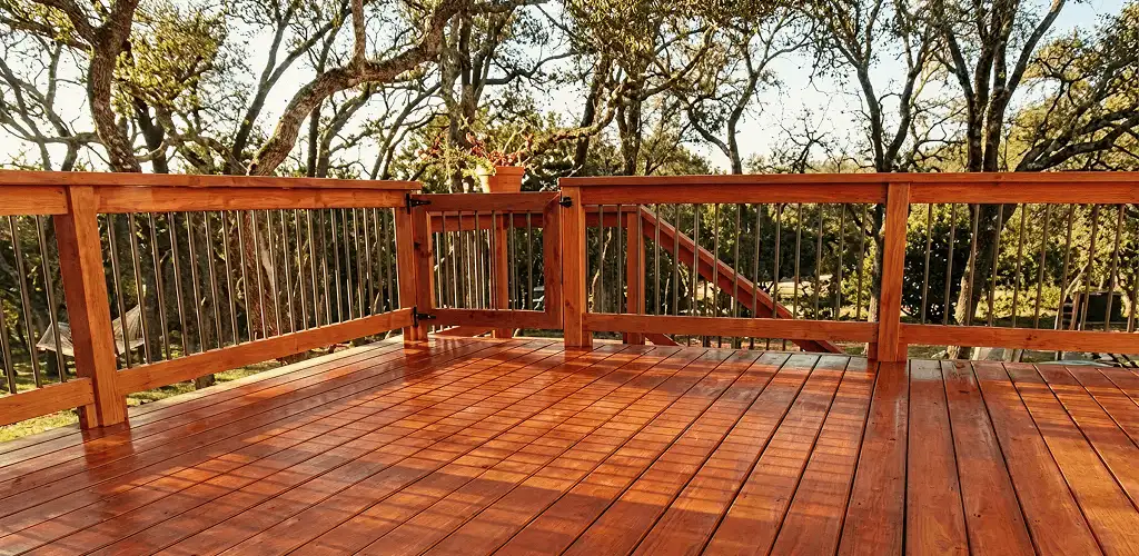 Deck sealing results with a freshly sealed wood deck in Tulsa, OK